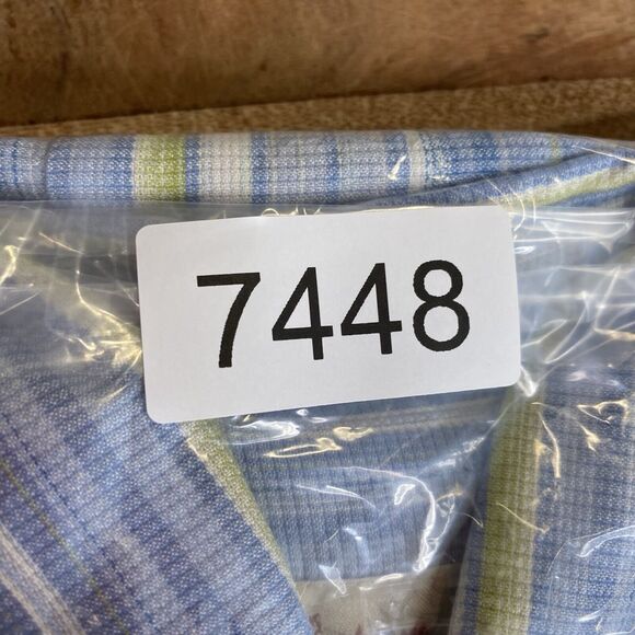 Tommy Bahama XL Blue Stripped 100% Silk Hawaiian Short Sleeve Button Down Men's - Picture 10 of 10